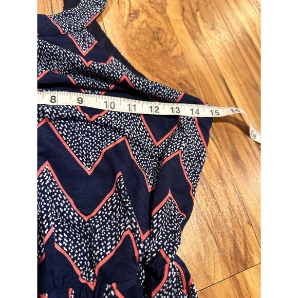 Chevron Maxi Dress NWT Size Small Navy Coral Pink White High Neck Sleeveless Sum - Picture 6 of 14